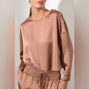 Brochu Walker Satin Dallas Top Brown Contemporary Minimalist Luxury Size M